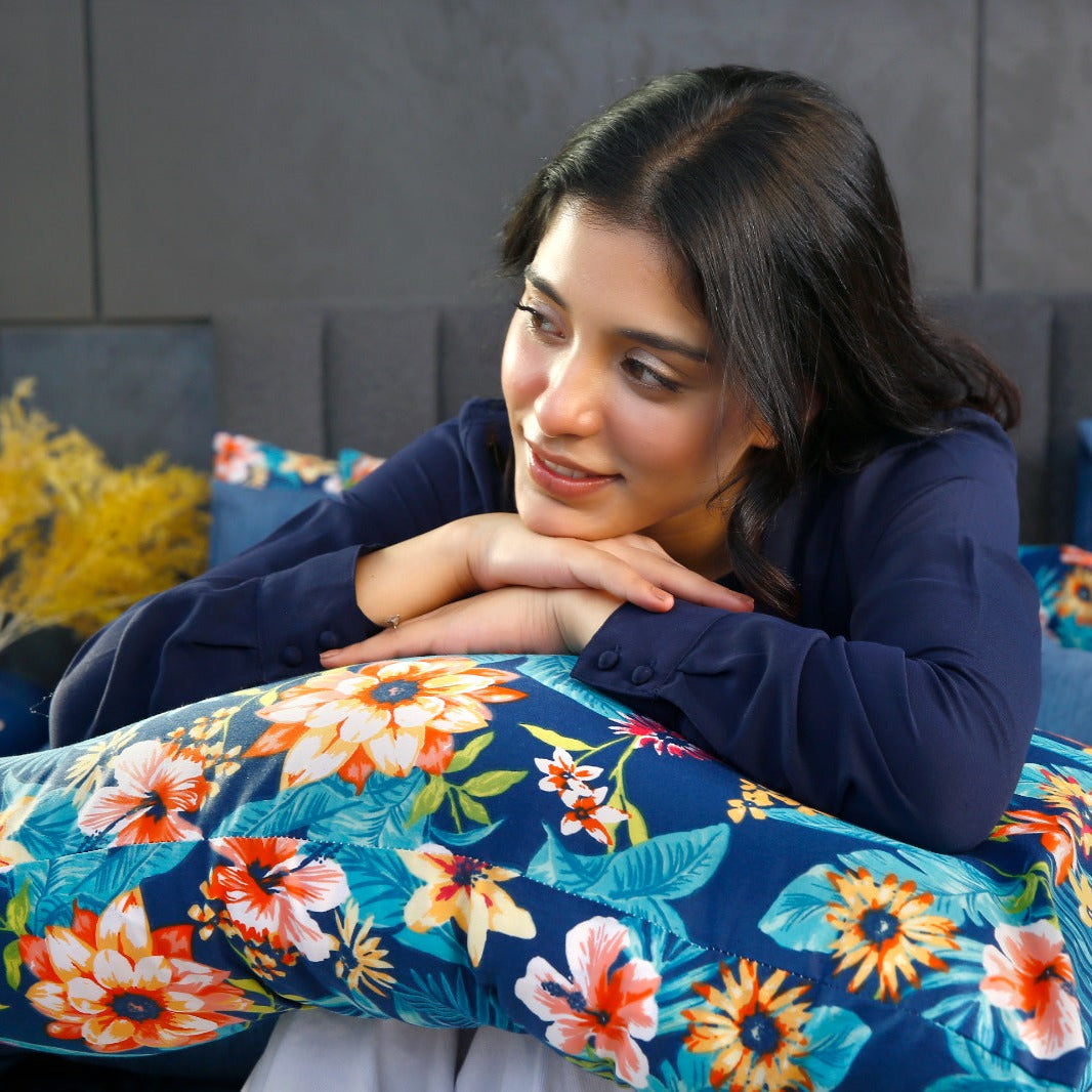 8 PCs Premium Winter Razai Set- Tropical Tide Comforters Apricot