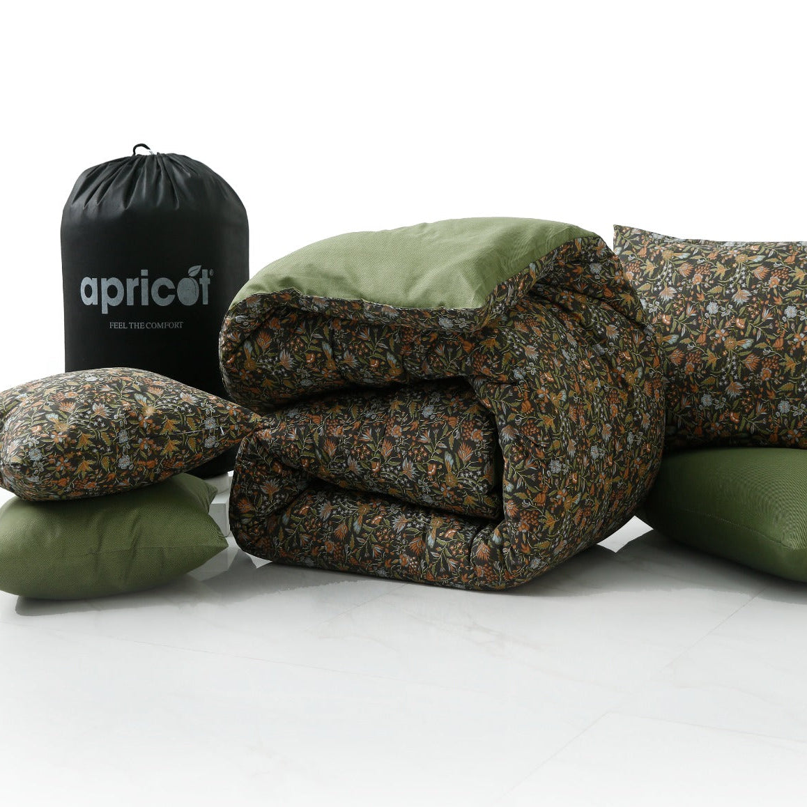 8 PCs Premium Winter Razai Set- Olive Grove