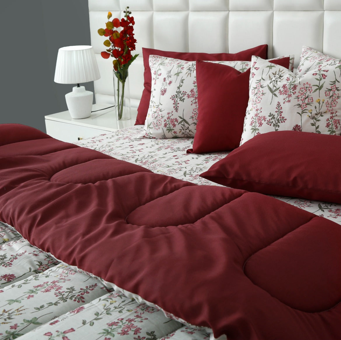 8 PCs Premium Winter Razai Set- Ruby Meadow Comforters Apricot