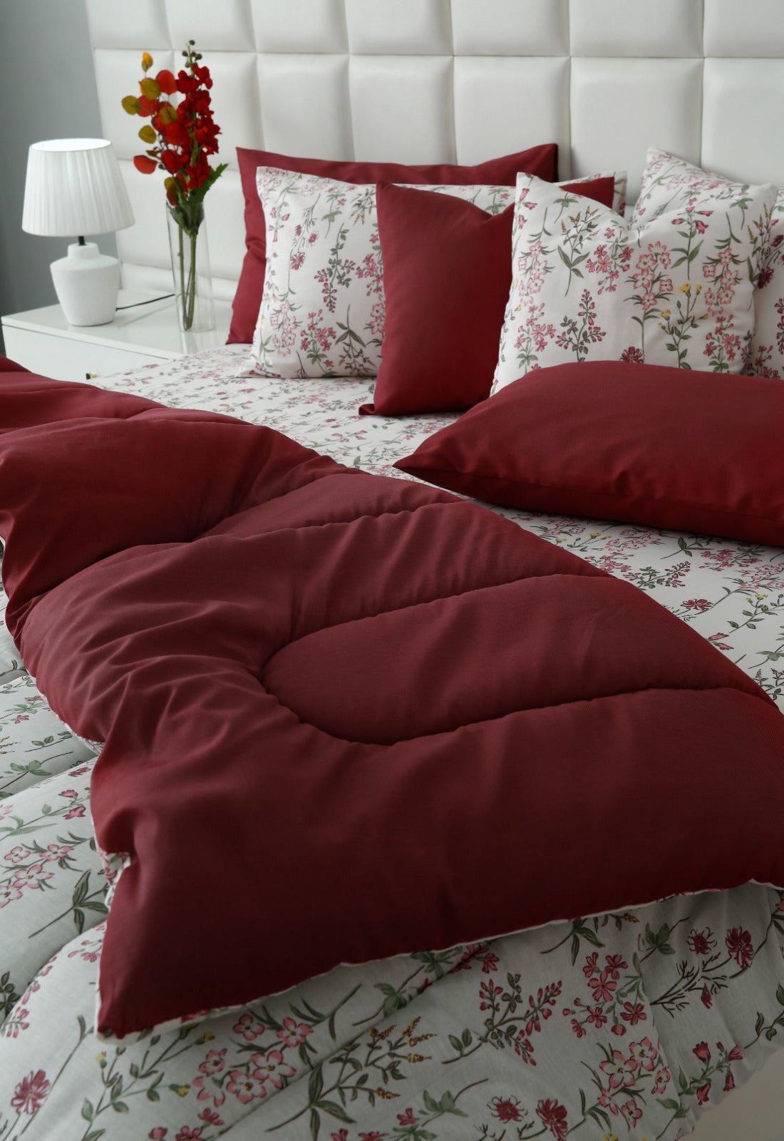 8 PCs Premium Winter Razai Set- Ruby Meadow Comforters Apricot