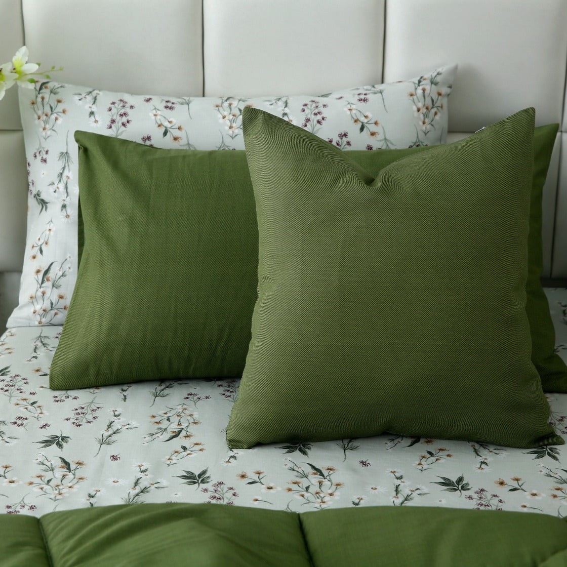 8 PCs Premium Winter Razai Set- Willow Mist Comforters Apricot