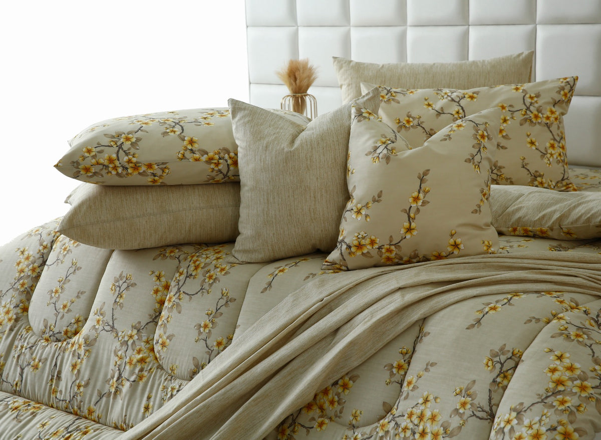 5 PCs Single Razai Set- Primerose Comforters Apricot