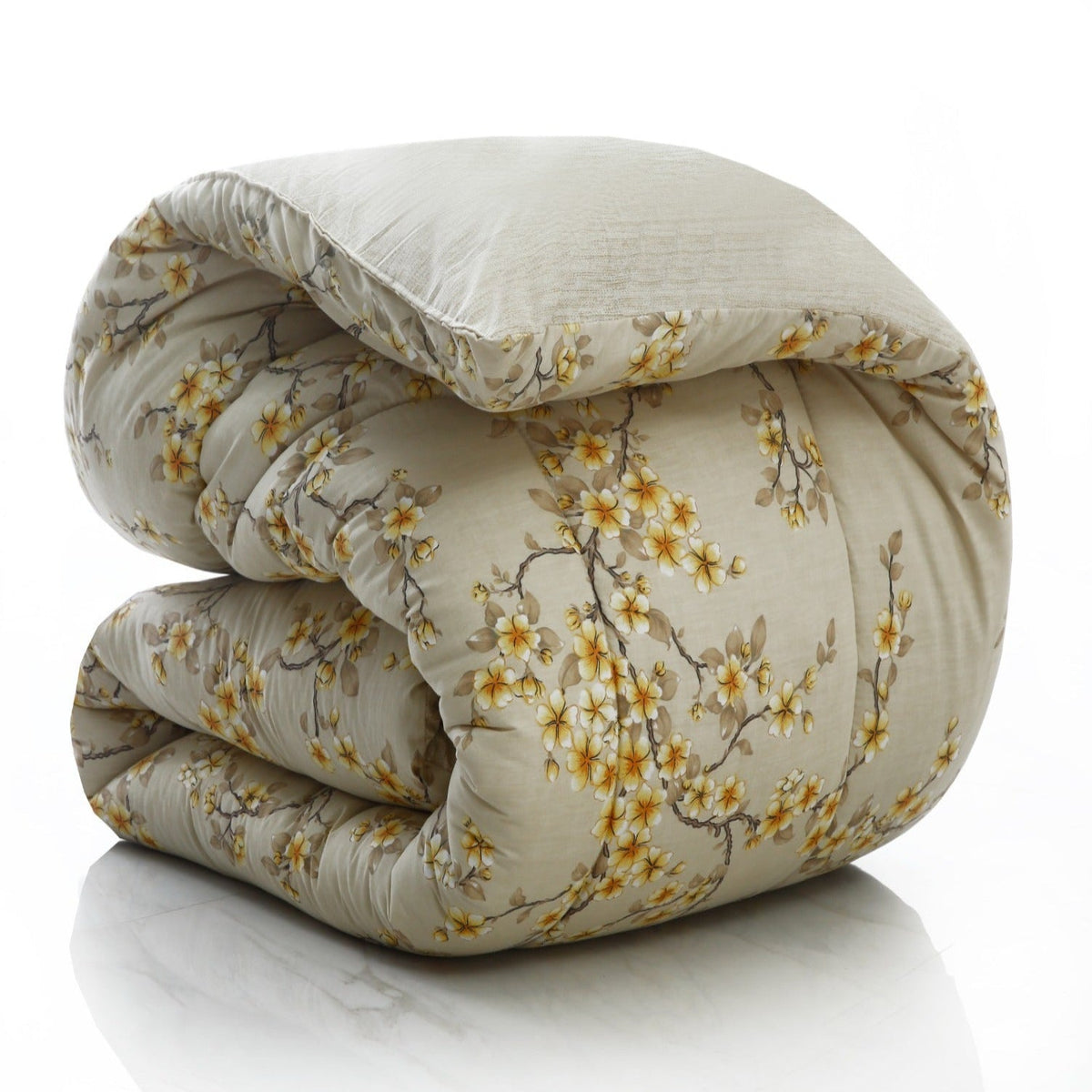 8 PCs Premium Winter Razai Set- Primrose Glow Comforters Apricot