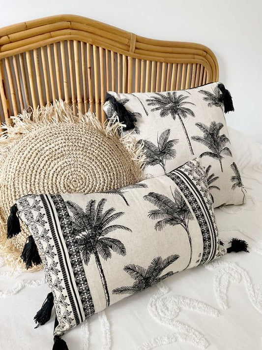 2 PCs Digital Printed Cotton Cushions-Plum Tree cushions Apricot