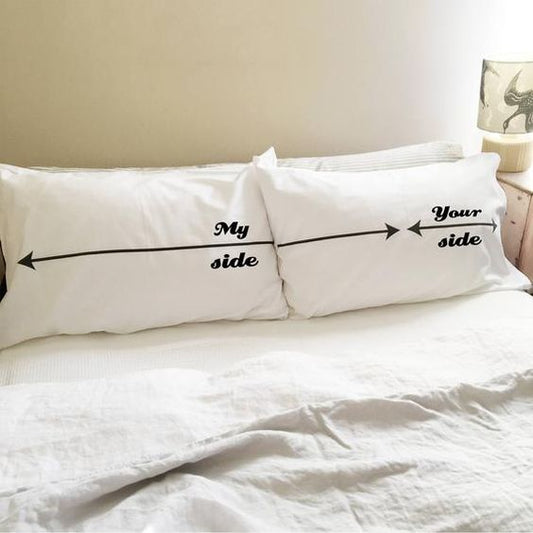 2 PCs Digital Printed Couple Pillow-My side/Yours Side