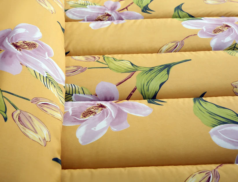 1 PC Double Winter Comforter-Hibiscus Comforters Apricot