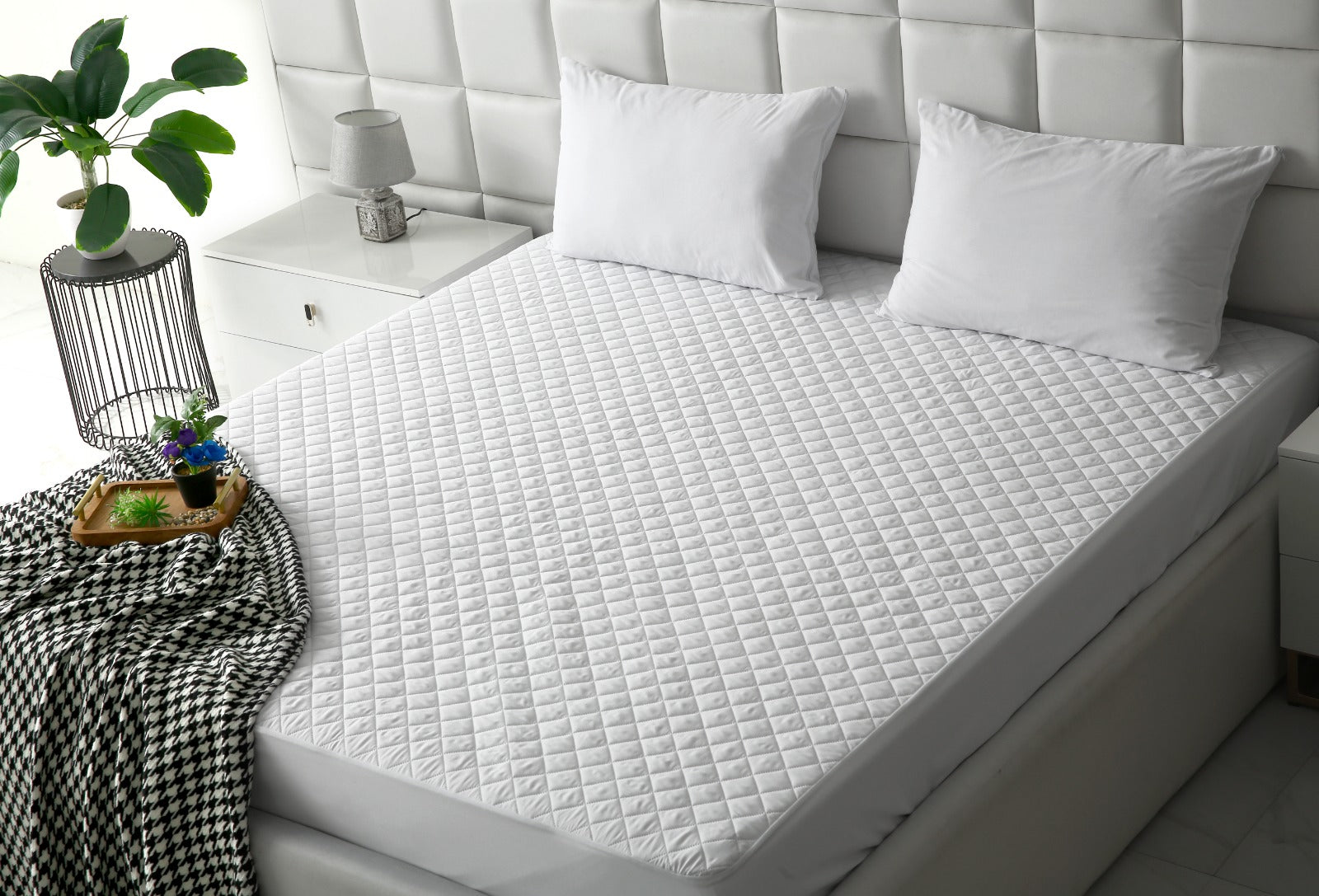 Quilted Waterproof Mattress Protector-White Protectors Apricot