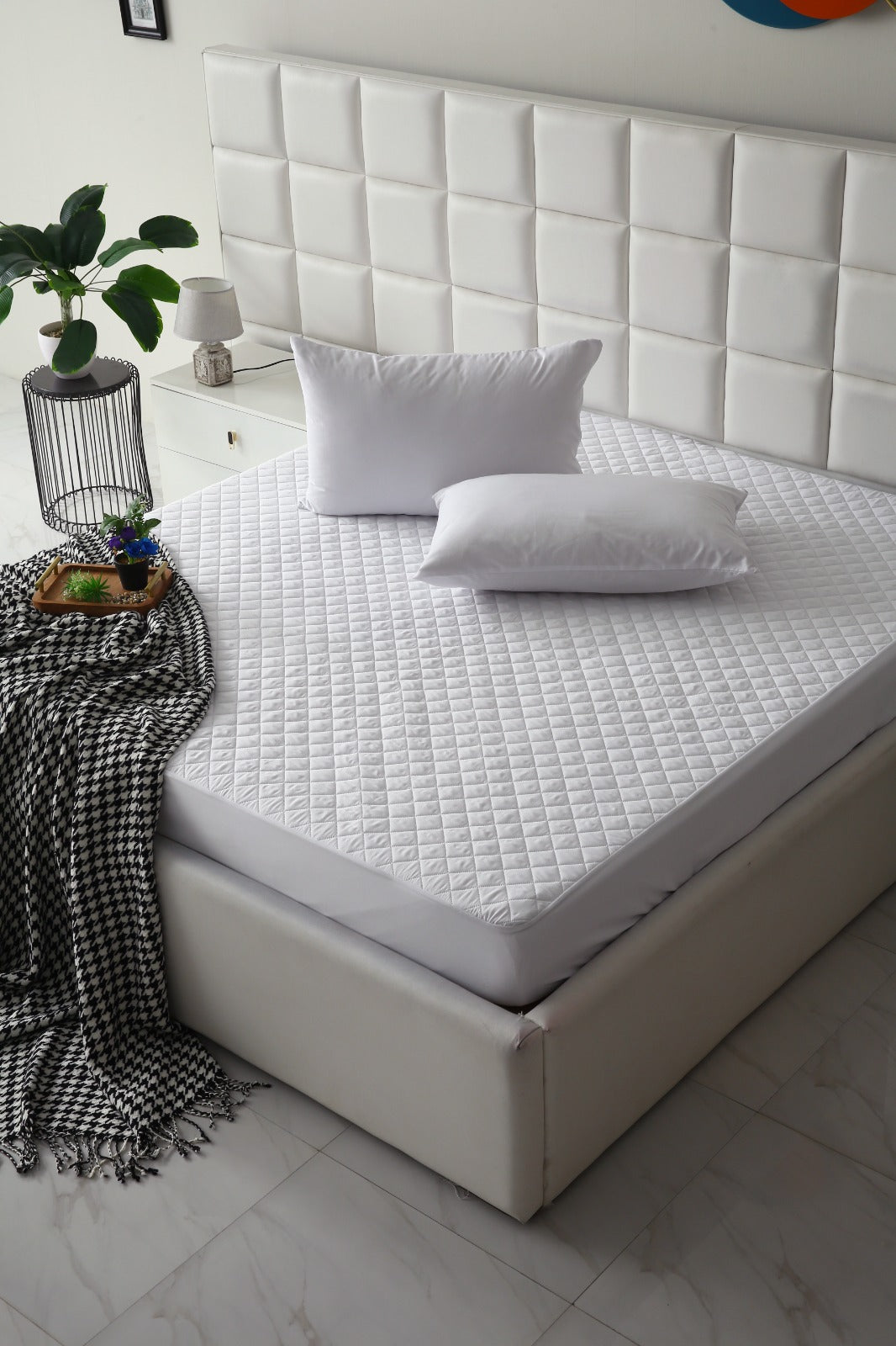 Quilted Waterproof Mattress Protector-White Protectors Apricot