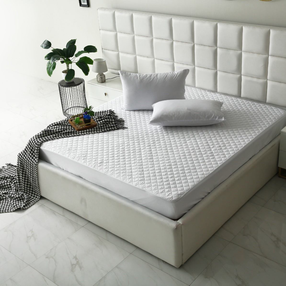 Quilted Waterproof Mattress Protector-White Protectors Apricot