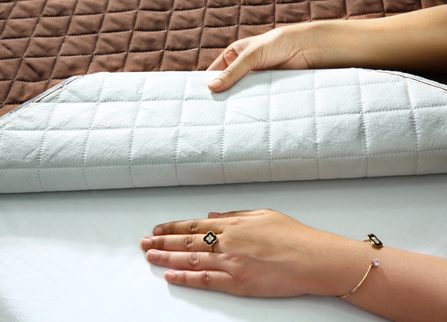 Quilted Waterproof Mattress Protector-Brown Protectors Apricot