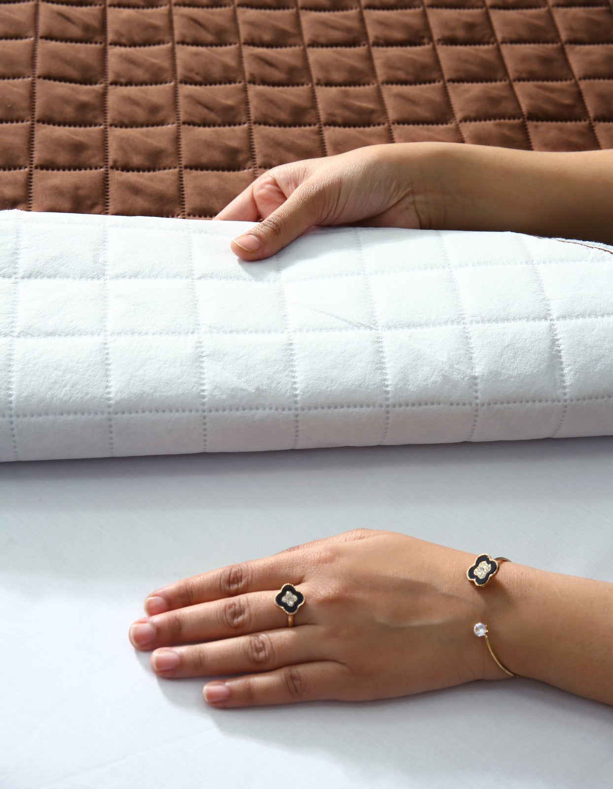 Quilted Waterproof Mattress Protector-Brown Protectors Apricot