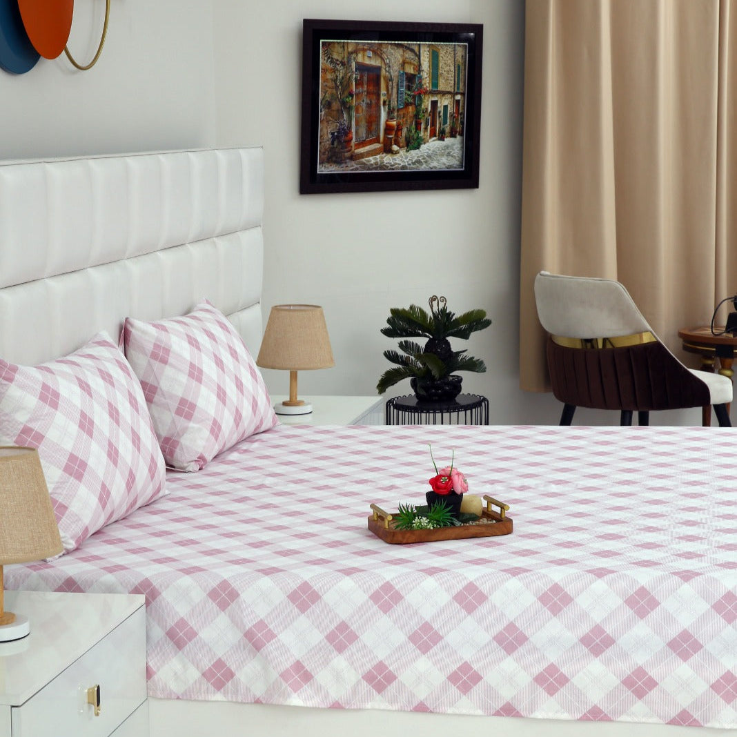 3 PCs Double Bed Sheet DB-214 Bed Sheets Apricot