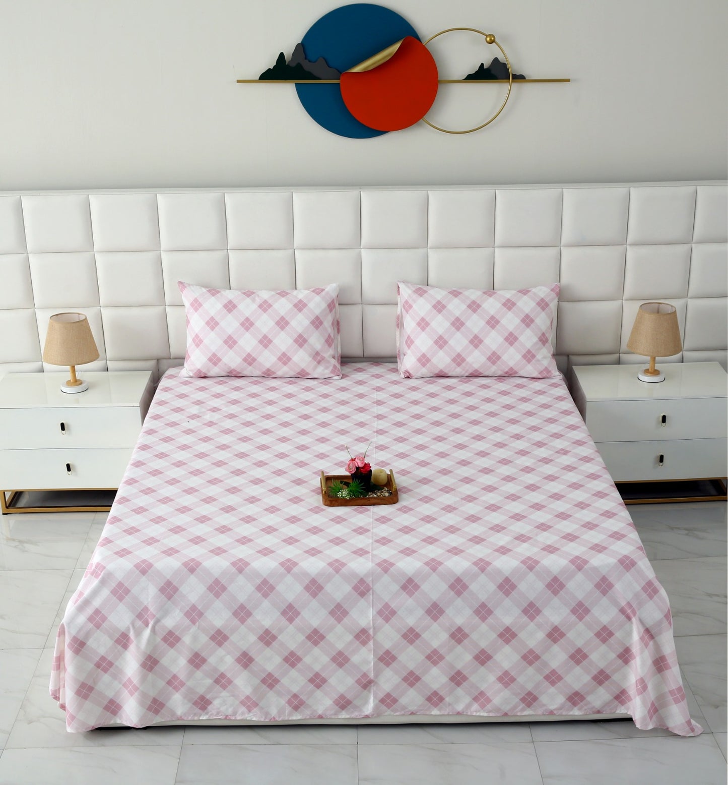 3 PCs Double Bed Sheet DB-214 Bed Sheets Apricot