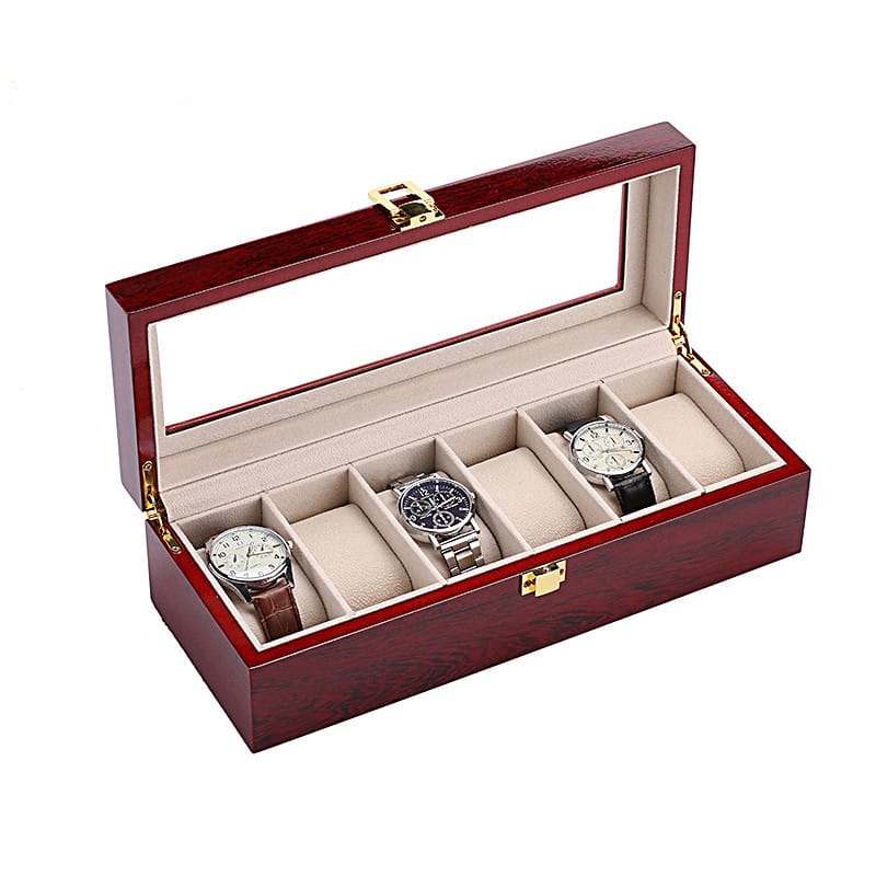 6 Slots Rose Wood Watch Organizer-SA2408-285 Cosmetic Organizer Apricot