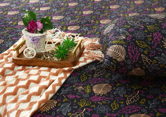 Fitted Bed Sheet-Black Lilly