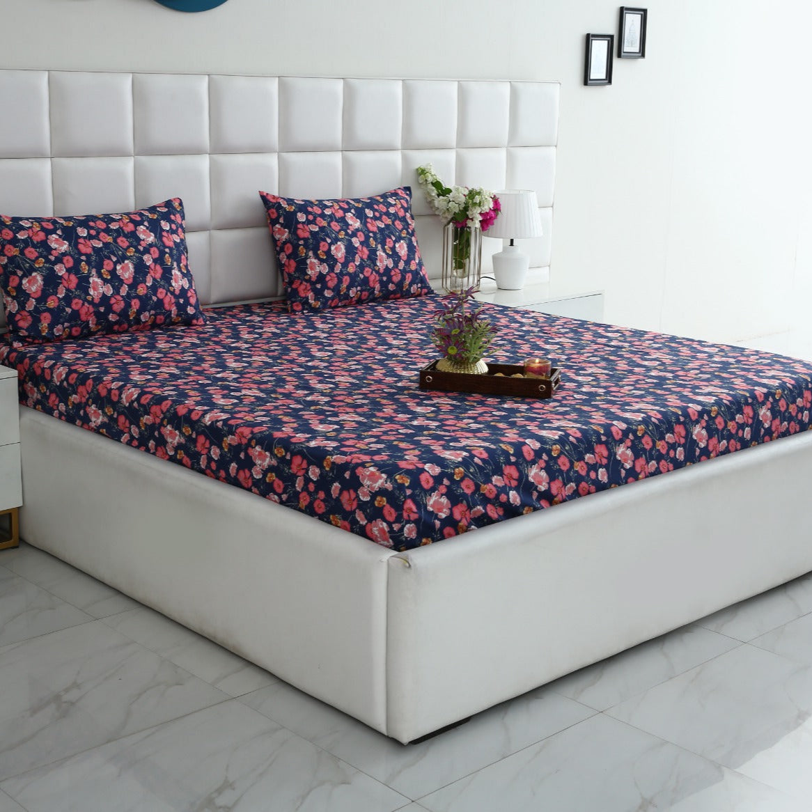 Fitted Bed Sheet-Autumn Bloom Fitted Sheets Apricot