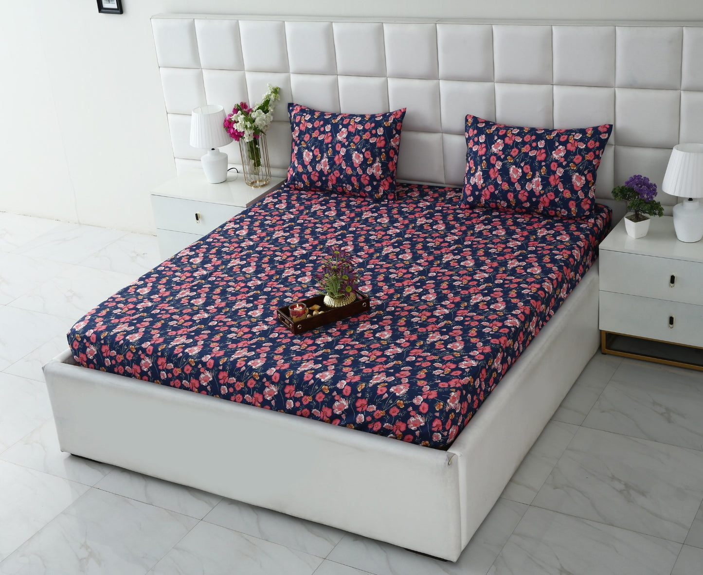 Fitted Bed Sheet-Autumn Bloom Fitted Sheets Apricot