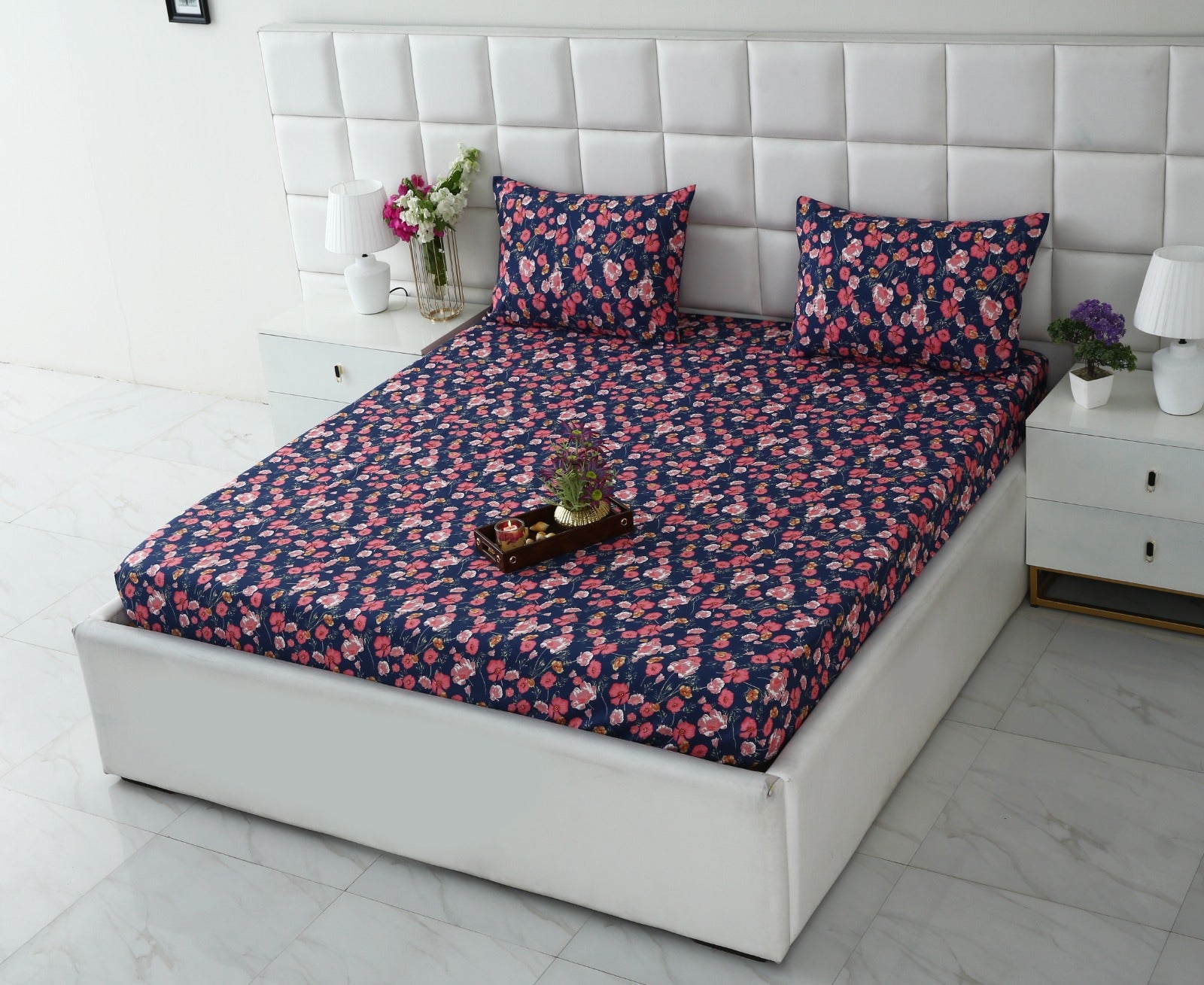 Fitted Bed Sheet-Autumn Bloom Fitted Sheets Apricot