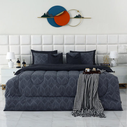8 PCs Winter Comforter Set-Ash Black