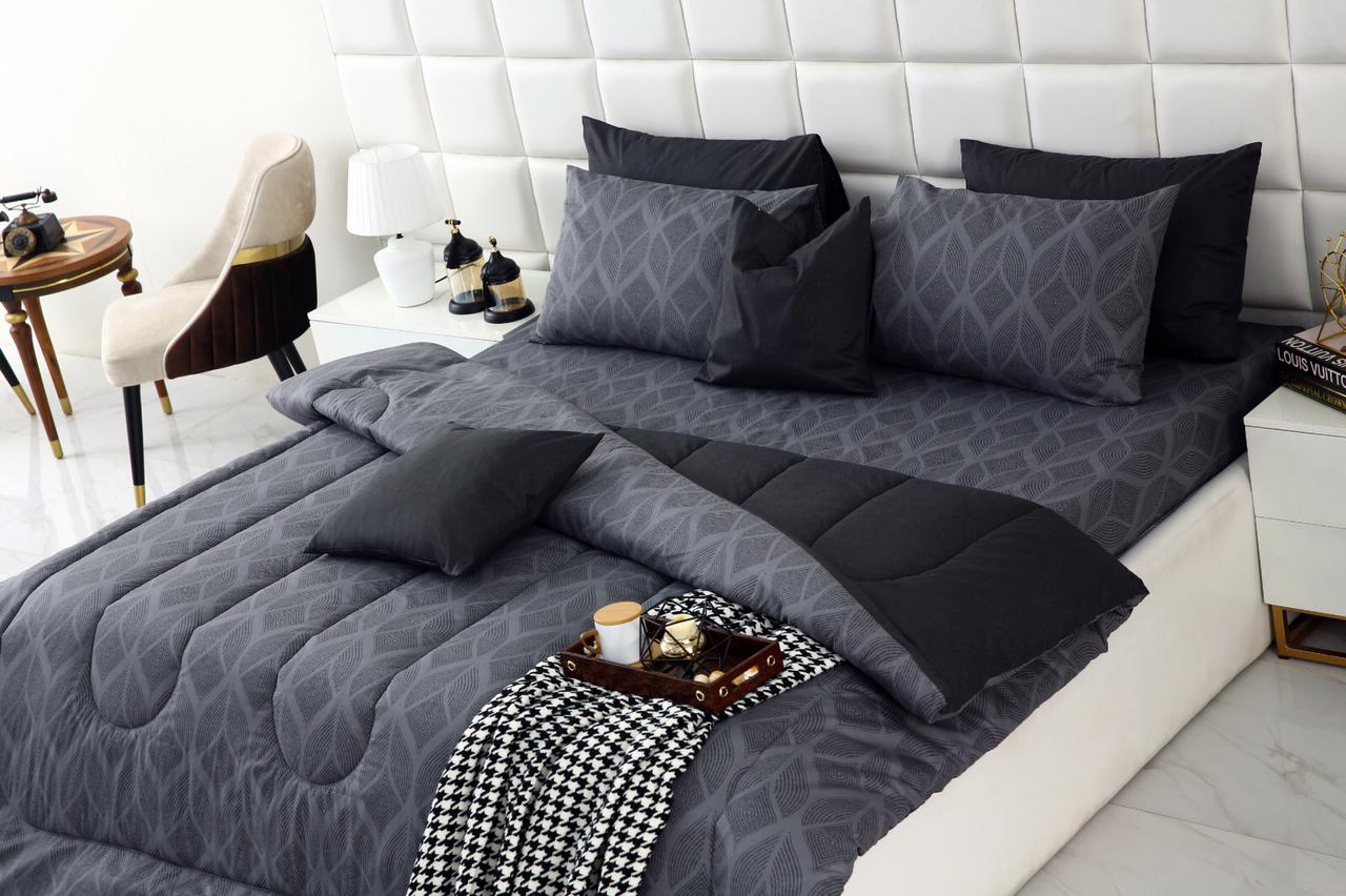 8 PCs Winter Comforter Set-Ash Black