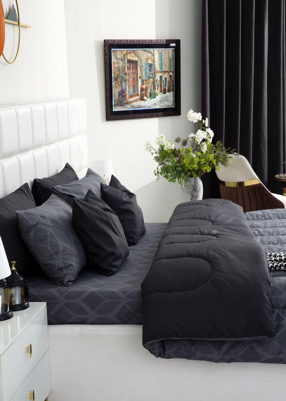 8 PCs Winter Comforter Set-Ash Black