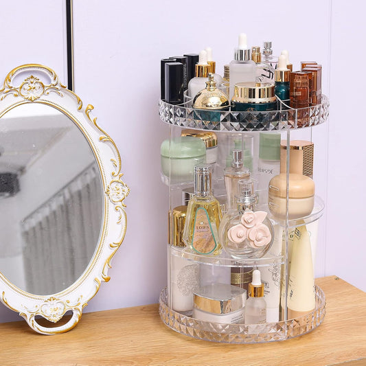 360° Rotating Makeup Organizer Stand-SA2408-189 Cosmetic Organizer Apricot