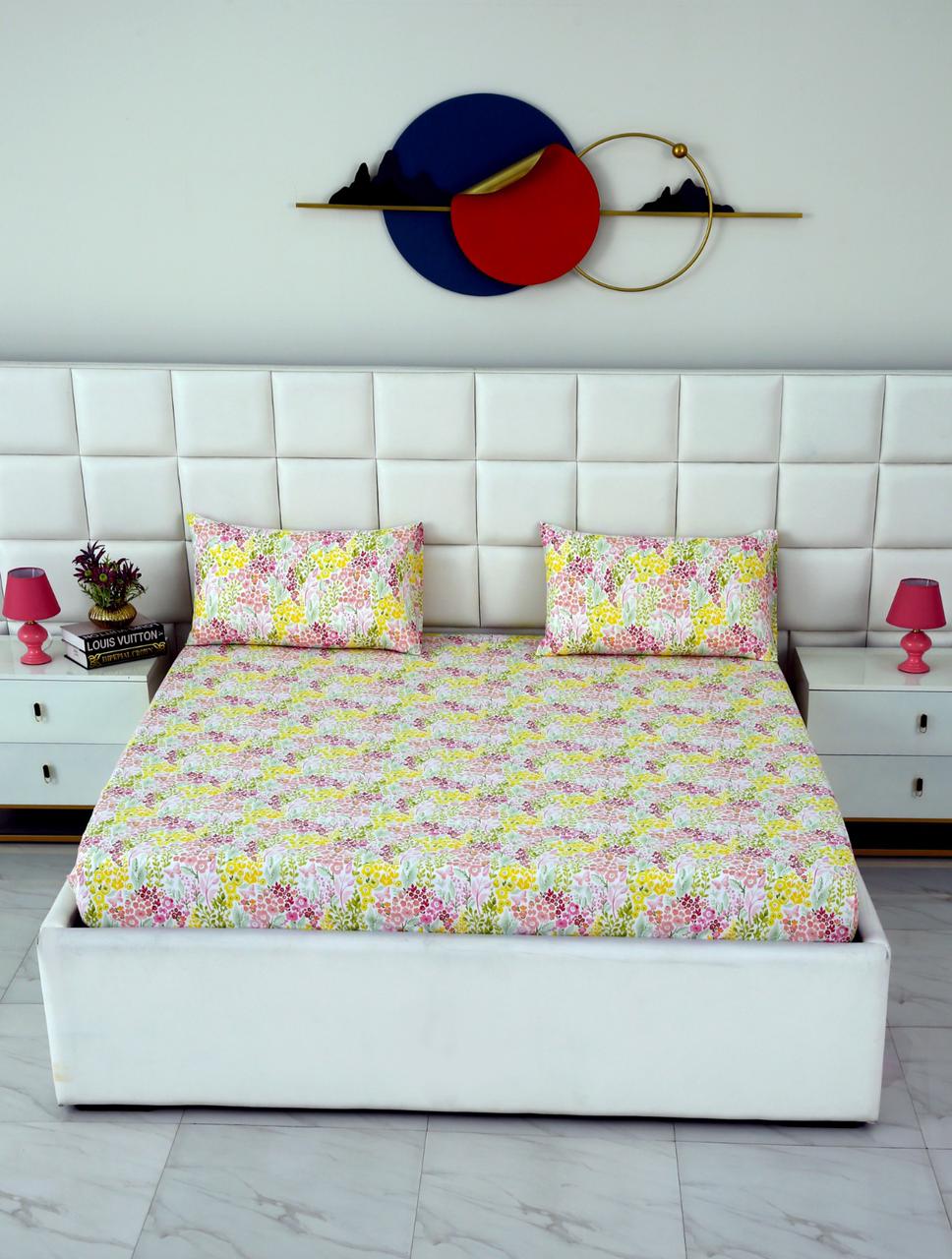 Fitted Bed Sheet-Peace Lily Fitted Sheets Apricot