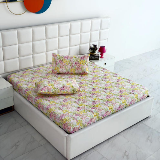 Fitted Bed Sheet-Peace Lily Fitted Sheets Apricot