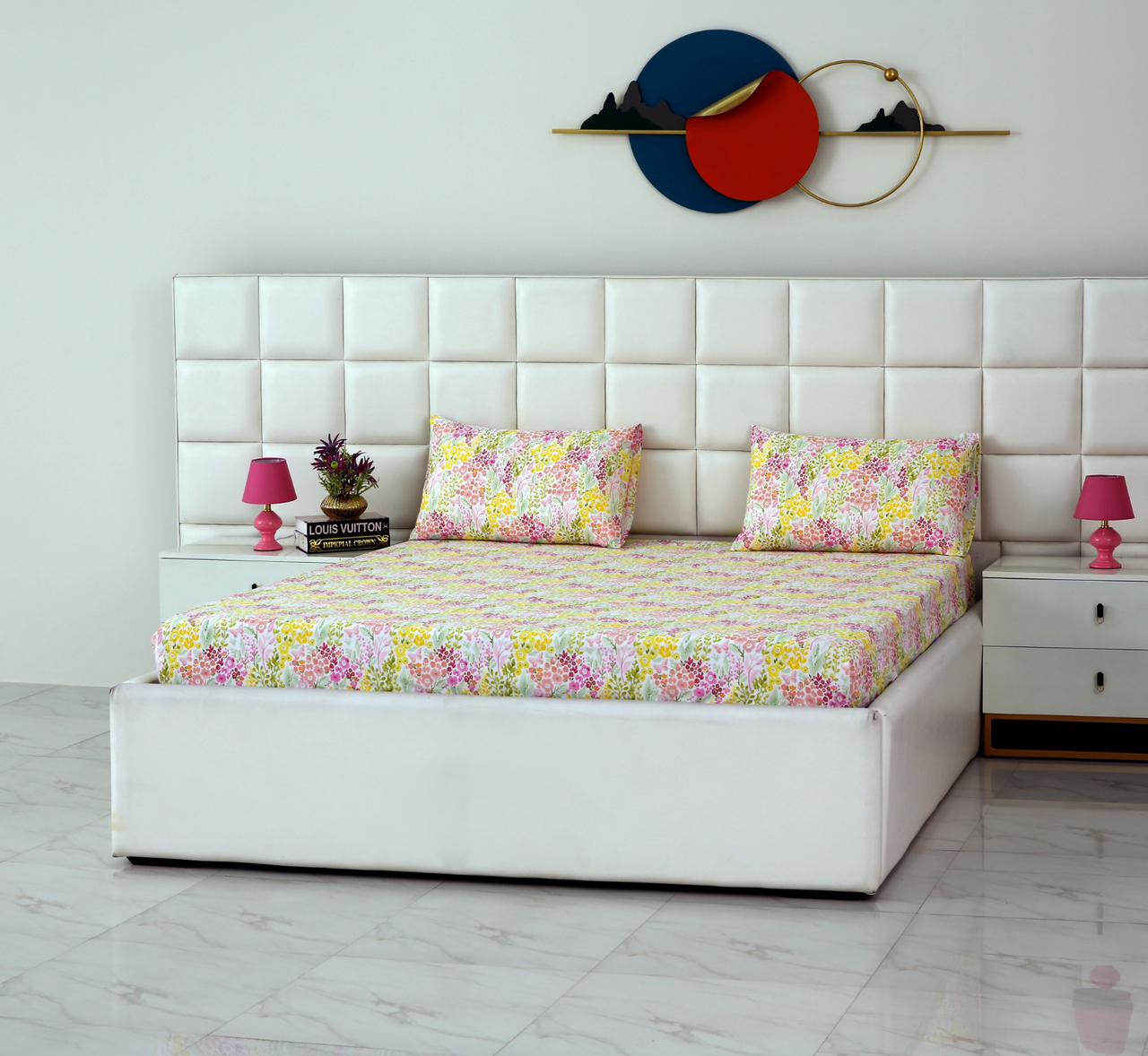 Fitted Bed Sheet-Peace Lily Fitted Sheets Apricot