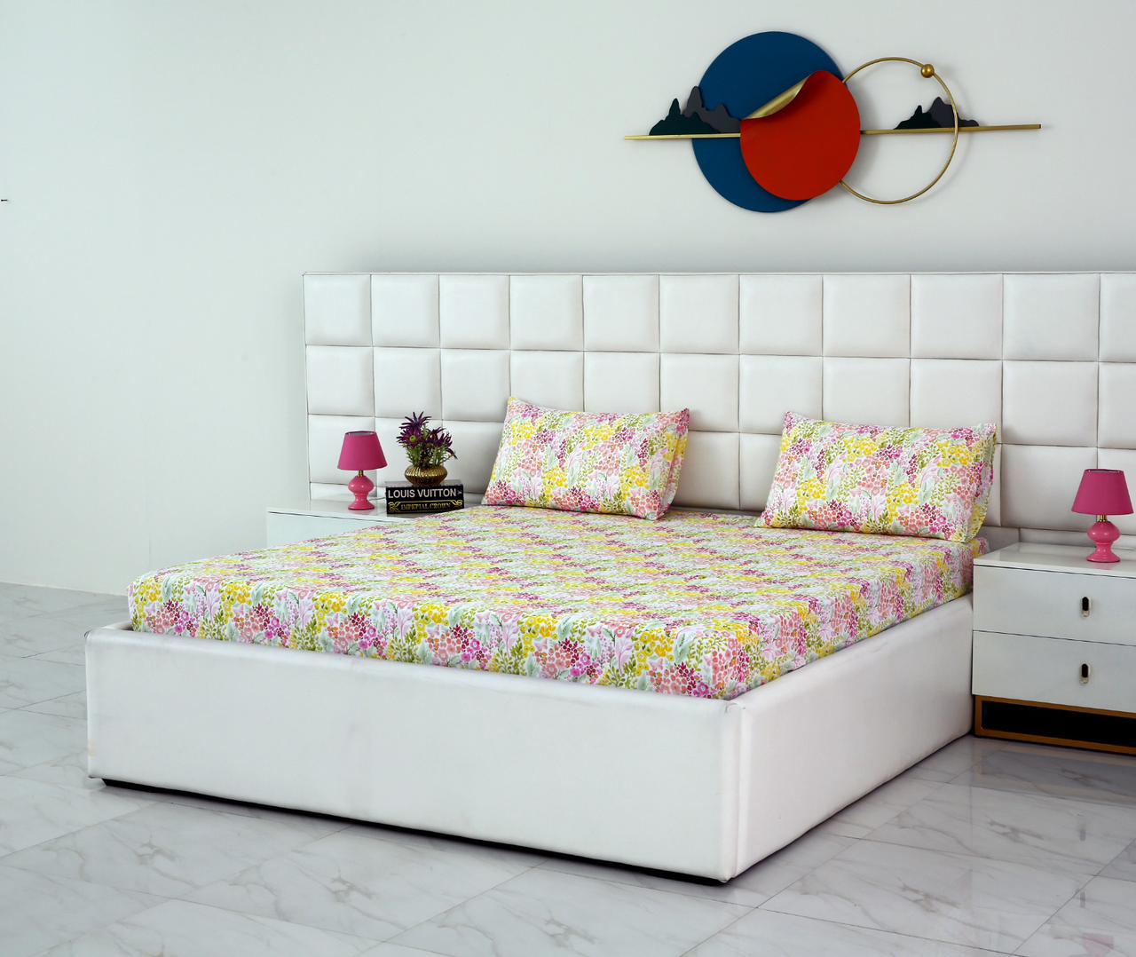 Fitted Bed Sheet-Peace Lily Fitted Sheets Apricot