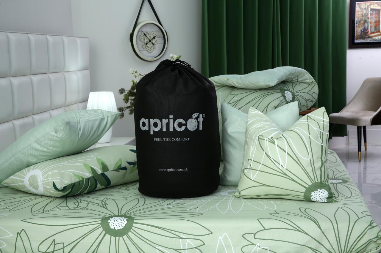 8 PCs Winter Comforter Set-Sage Green Flowers Comforters Apricot