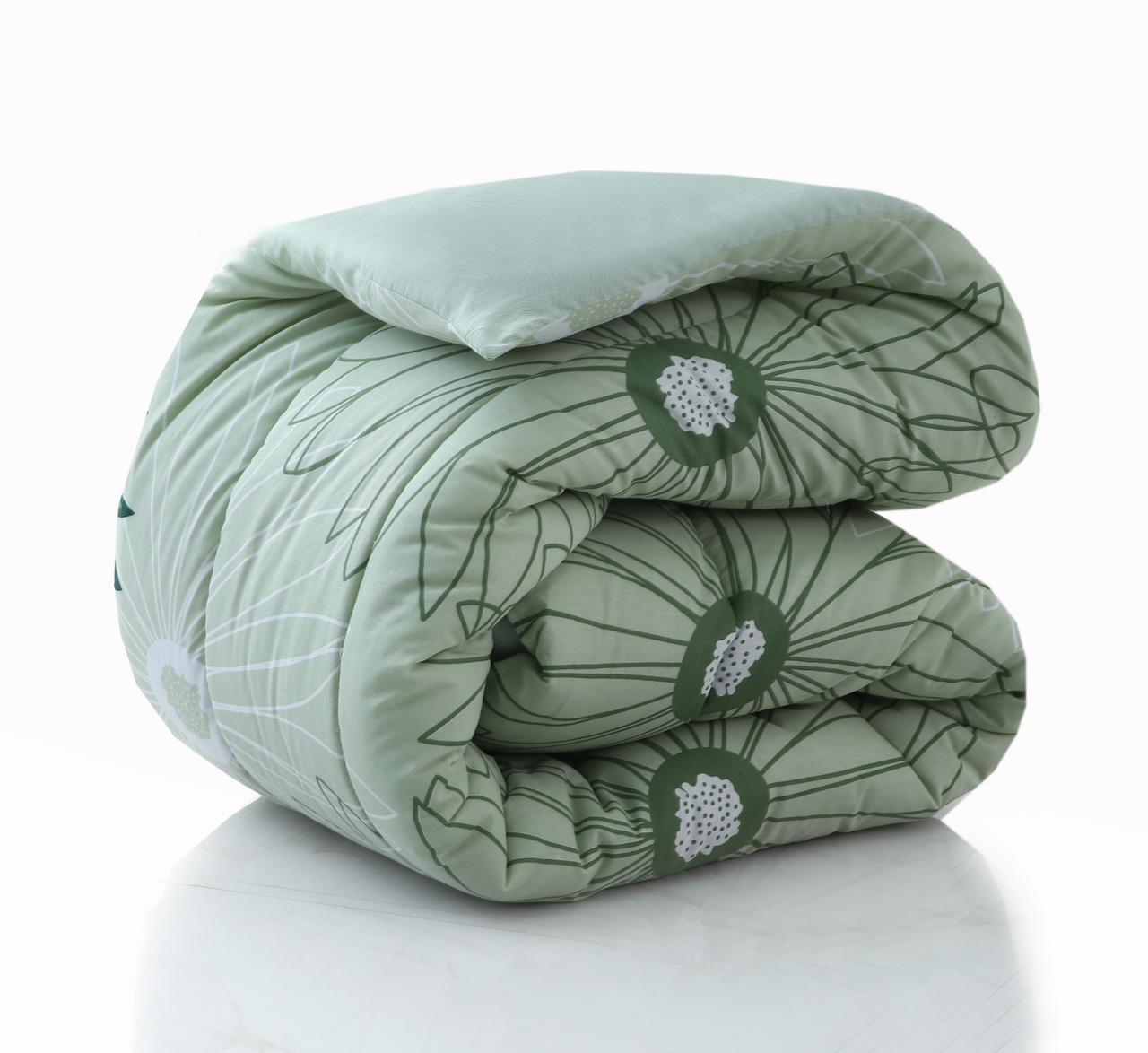 8 PCs Winter Comforter Set-Sage Green Flowers Comforters Apricot