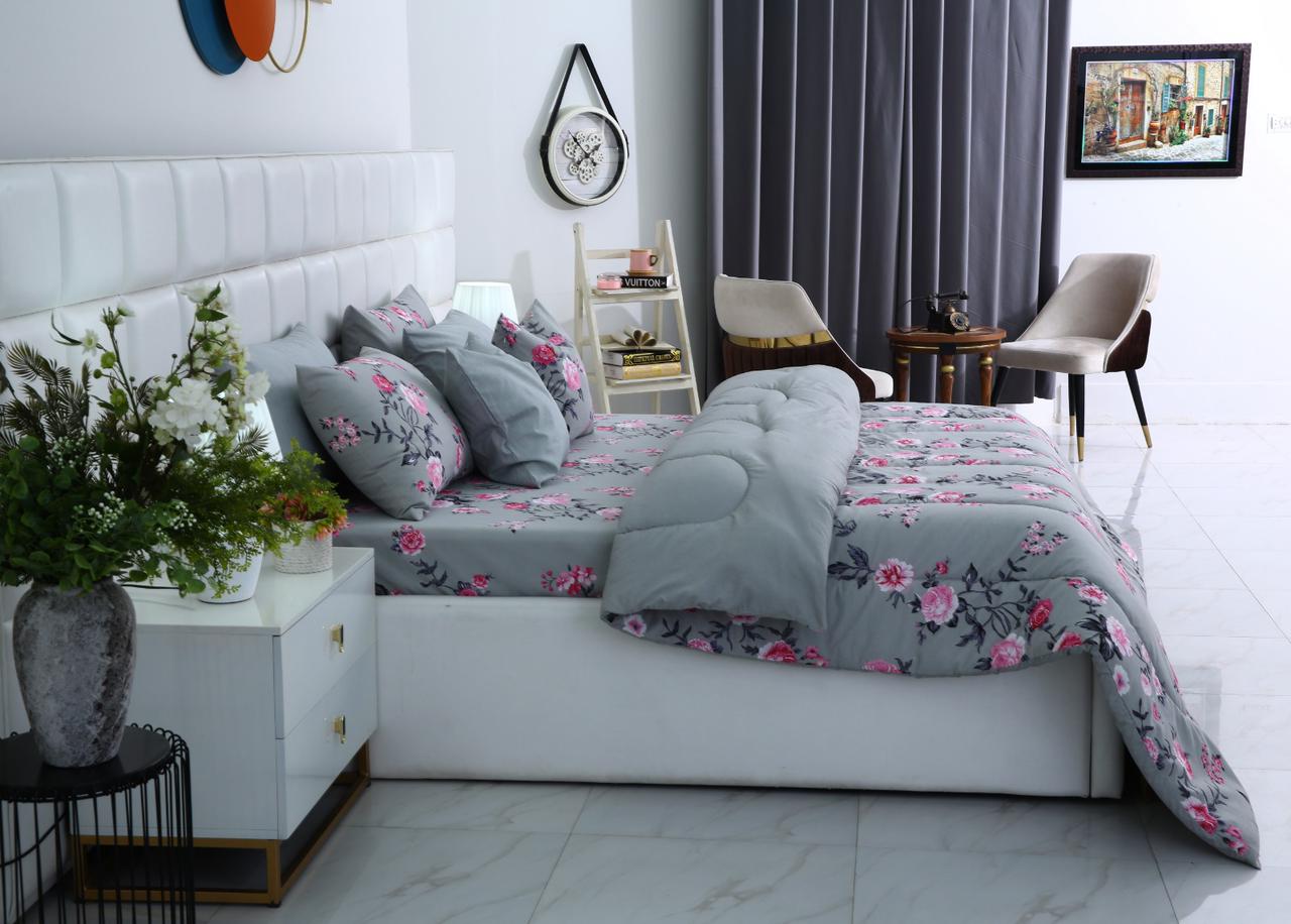 8 PCs Winter Comforter Set-Blush flower Comforters Apricot