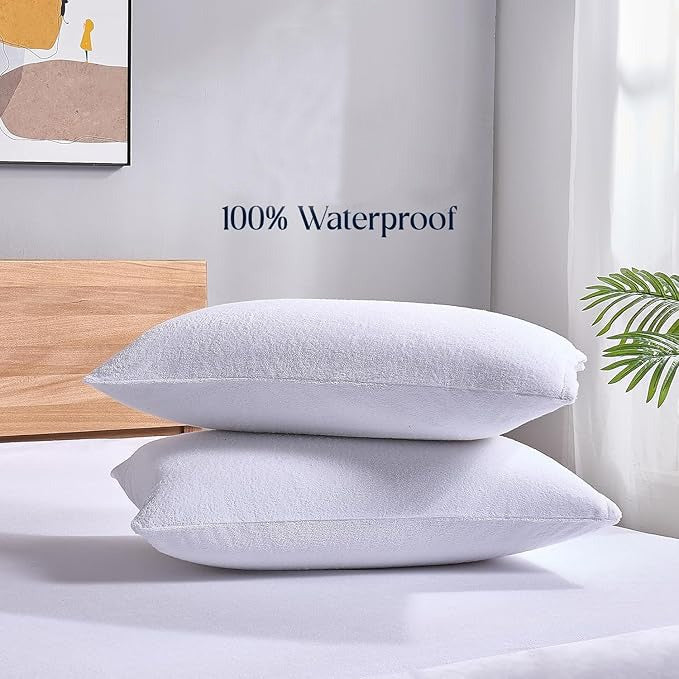 Terry 100% Waterproof Pillow Protector-White Protectors Apricot