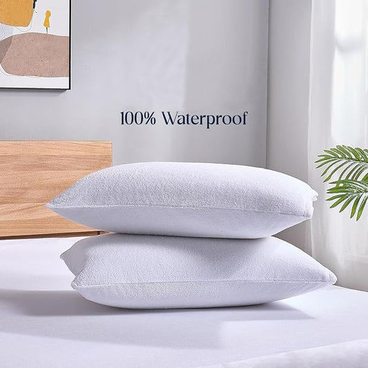 Terry 100% Waterproof Pillow Protector-White Protectors Apricot