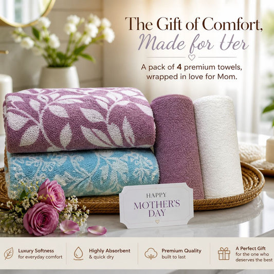 1 PC Bath Towel-Pastel Flower(Turqoiuse) Bath Towels & Washcloths Apricot