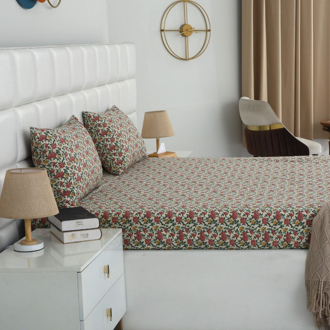 2Pcs Digital Percale Single Bed Sheet- PC006