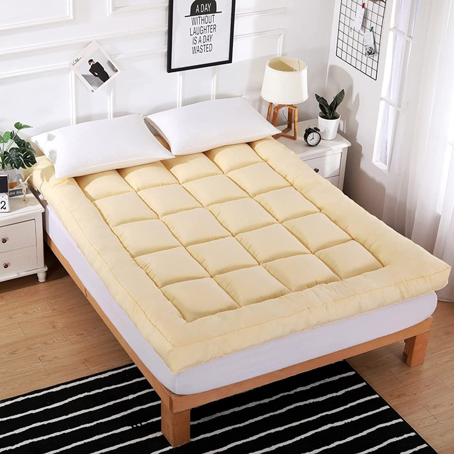 Winter Mattress Topper- 550 GSM Beige Comforters Apricot   
