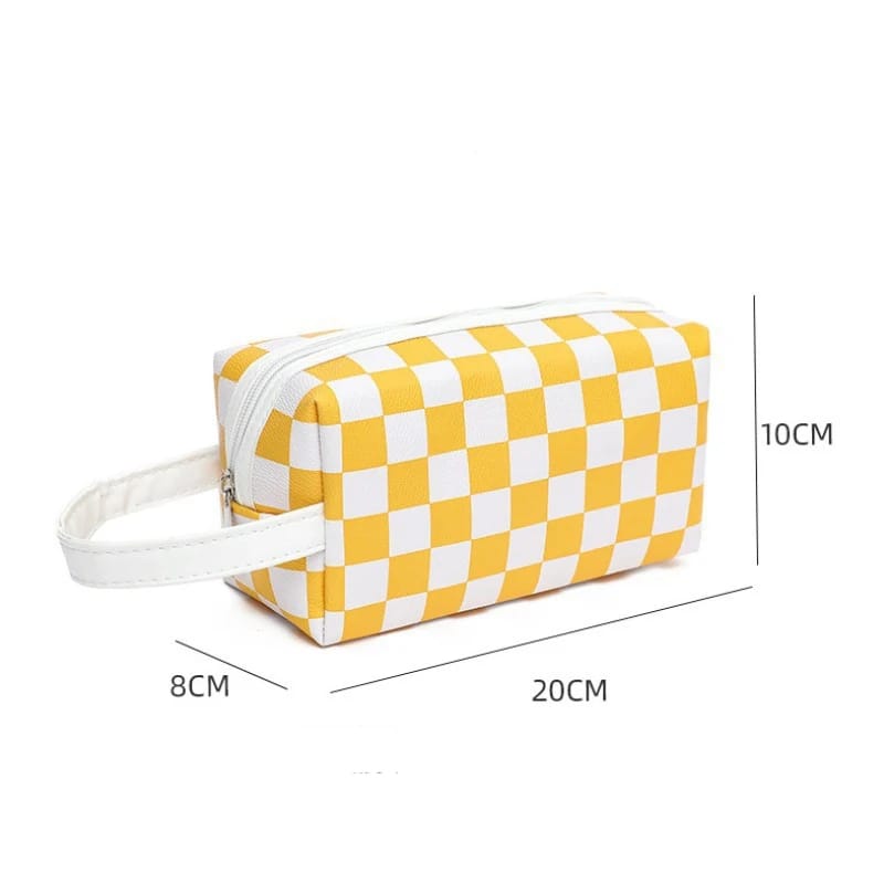 Women Waterproof PU Leather Cosmetic Storage Bags Chess-SA2405-115 Cosmetic Organizer Apricot   