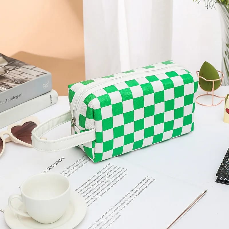 Women Waterproof PU Leather Cosmetic Storage Bags Chess-SA2405-115 Cosmetic Organizer Apricot   