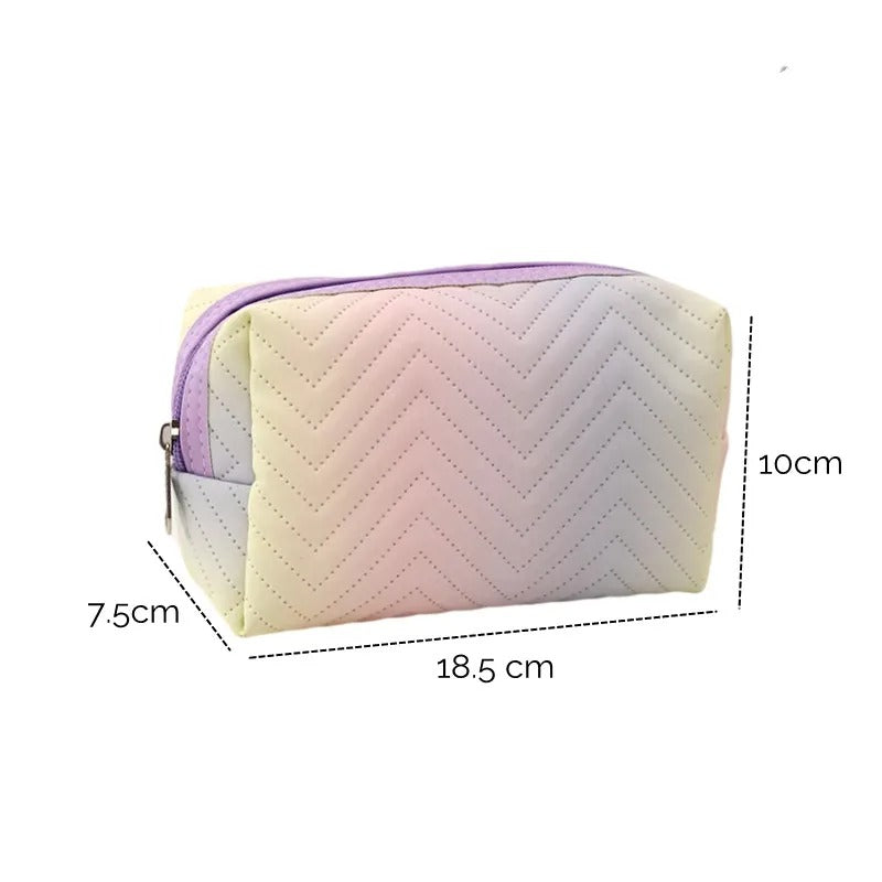 Women Waterproof PU Leather Gradient Cosmetic Storage Bags-(SA2405-111) Cosmetic Organizer Apricot   