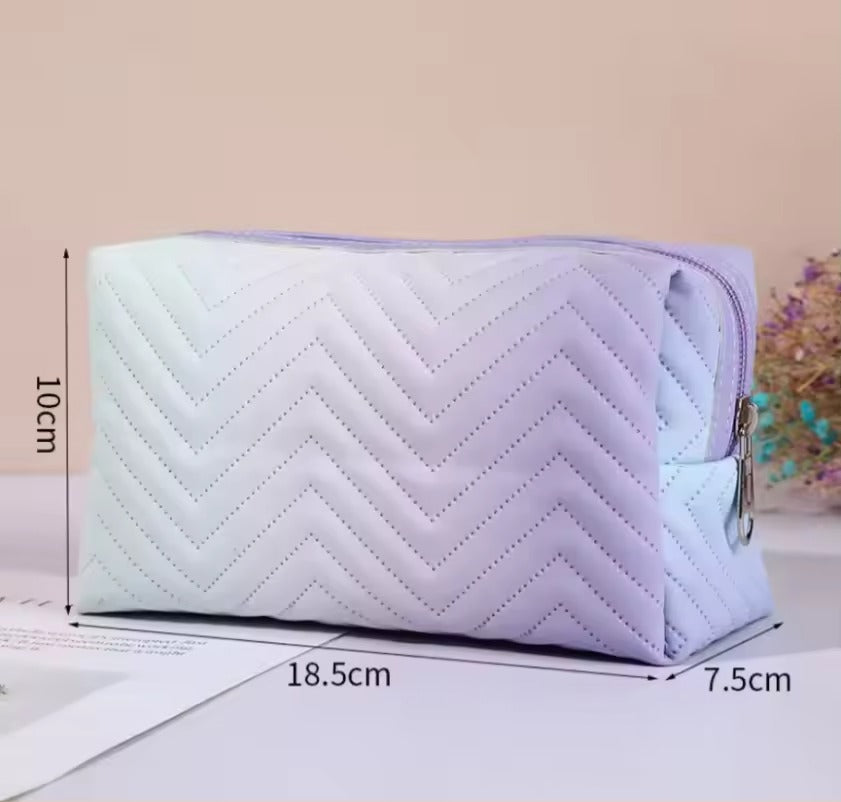 Women Waterproof PU Leather Gradient Cosmetic Storage Bags-(SA2405-111) Cosmetic Organizer Apricot   