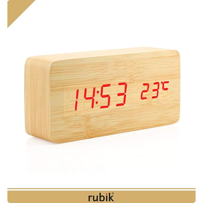 Wood Style Digital Clock(SA2405-228)-Beige(Red LED) Clock Apricot   