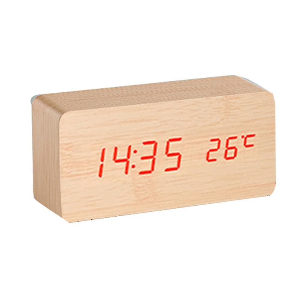 Wood Style Digital Clock(SA2405-228)-Beige(Red LED) Clock Apricot   