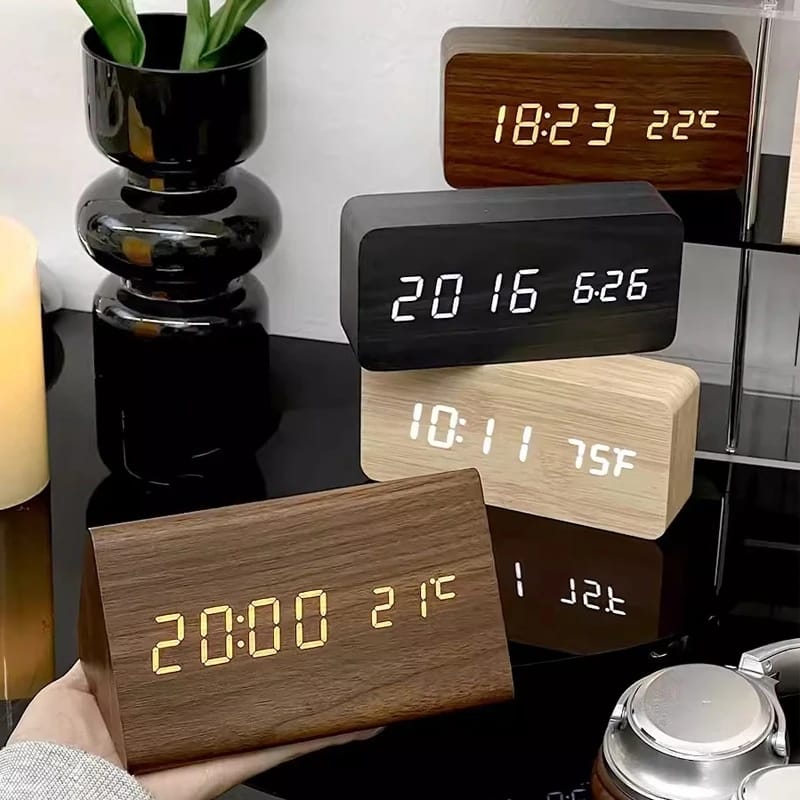 Wood Style Digital LED Clock(SA2405-228)-Brown Clock Apricot   