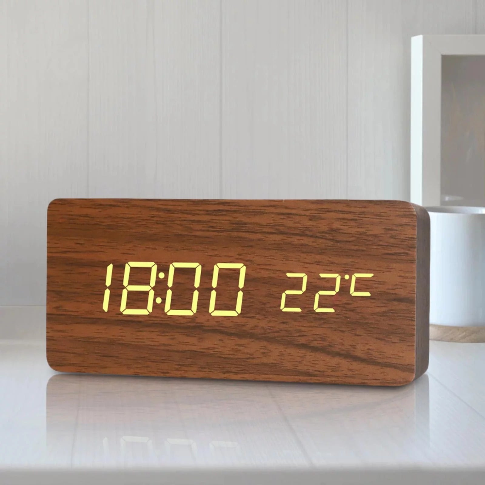 Wood Style Digital LED Clock(SA2405-228)-Brown Clock Apricot   