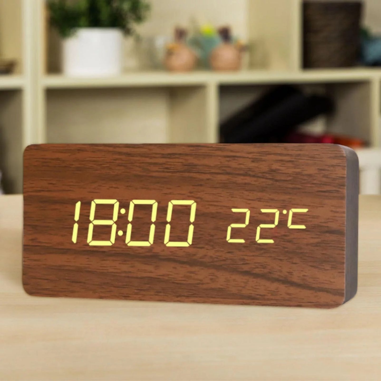 Wood Style Digital LED Clock(SA2405-228)-Brown Clock Apricot   