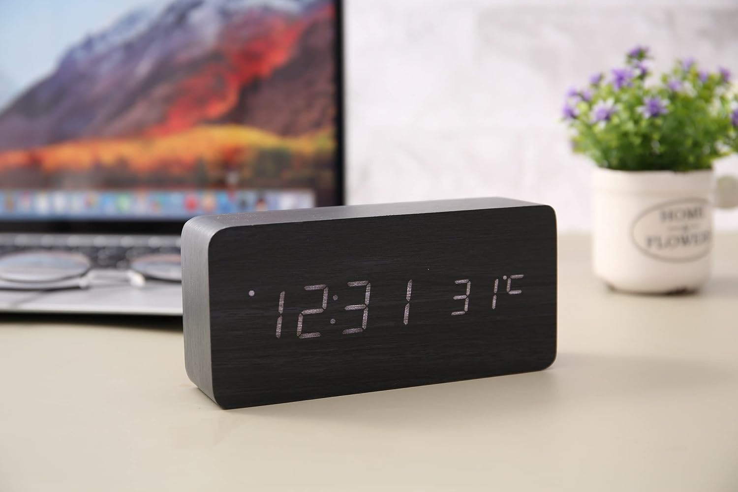 Wood Style Digital LED Clock(SA2405-228)-Grey Clock Apricot   