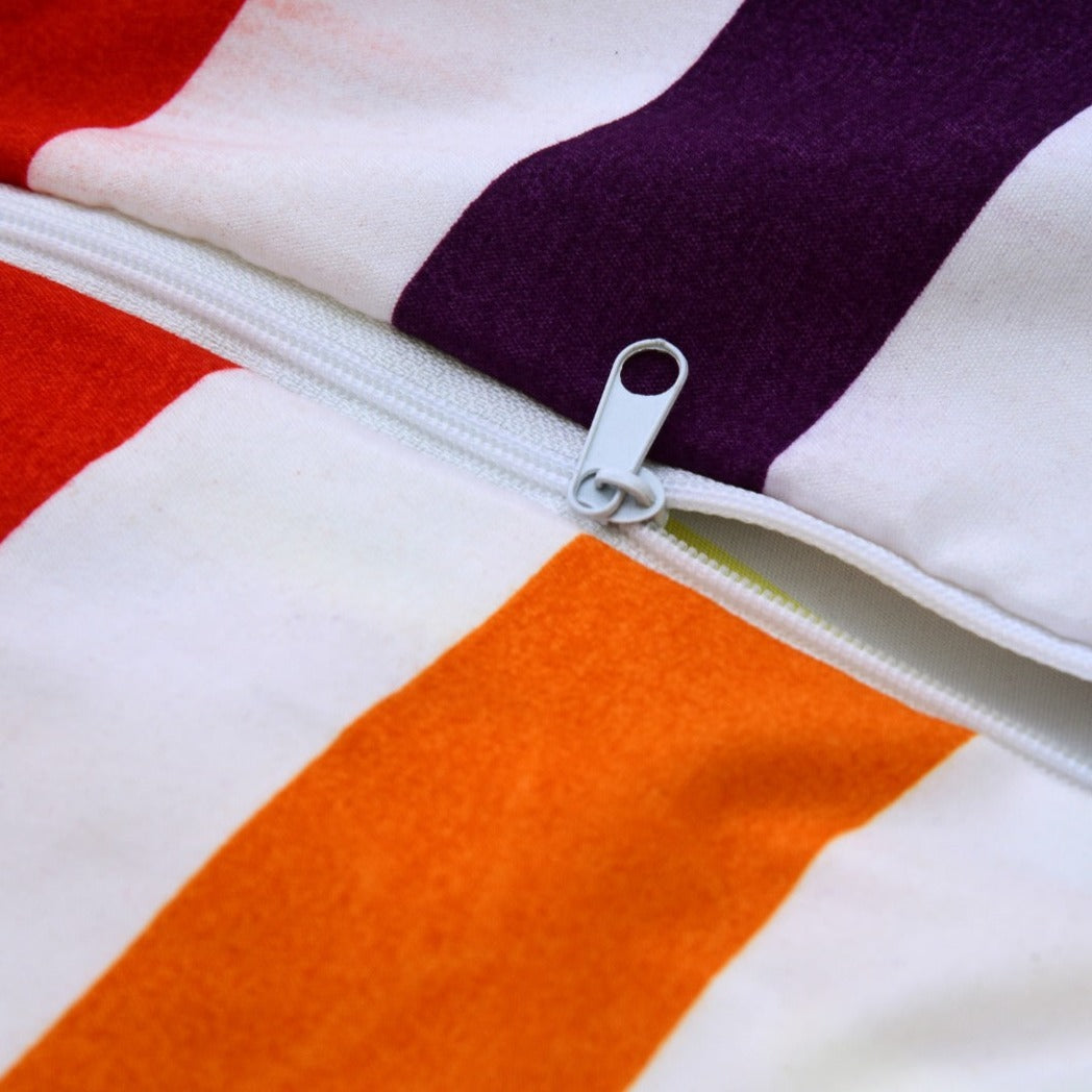 Zipper Mattress Cover Printed-Rainbow Stripes Apricot