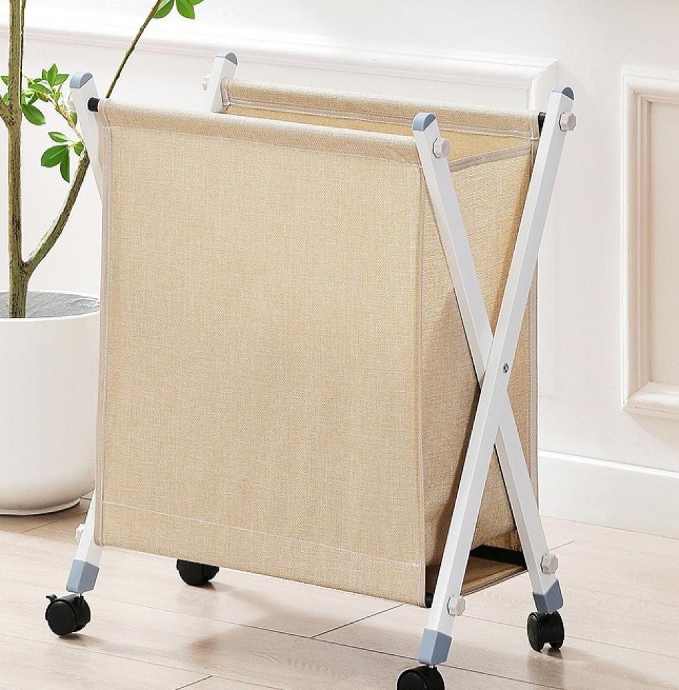 Folded Laundry Basket with Wheel (SA2510-105)Beige Apricot